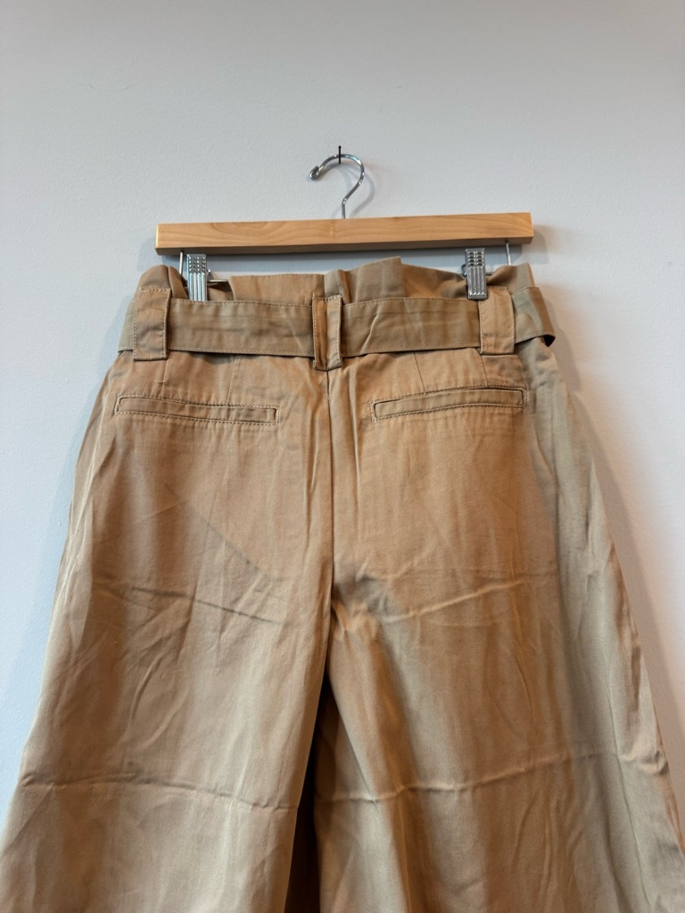 Anthropologie Maeve Tan Wide-Leg culotte Crop Belted work Pants high waist Sz 6 - Picture 9 of 13